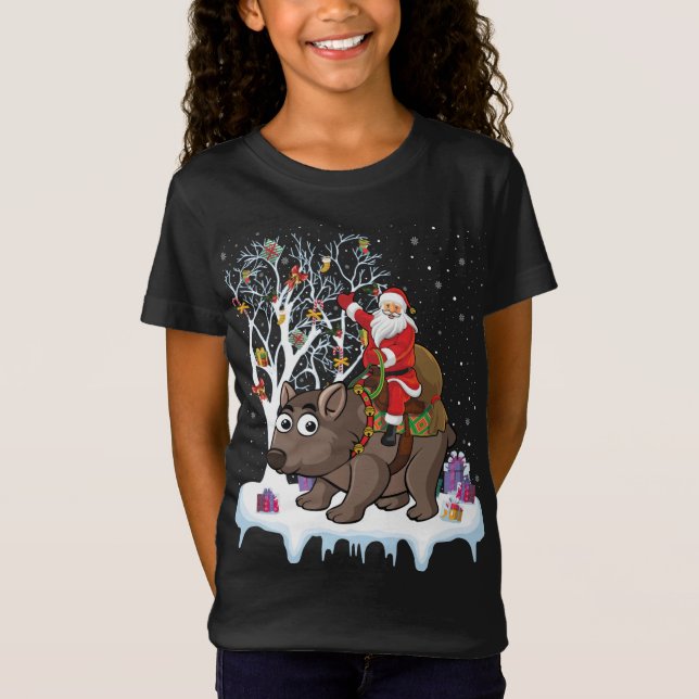 T-Shirt Wombat Lover Xmas Cadeau Père Noël Riding Wombat C (Devant)