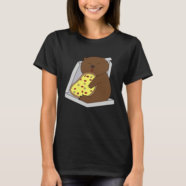 T-shirt Wombat mignon mangeant de la pizza, rongeur de fas (Devant)