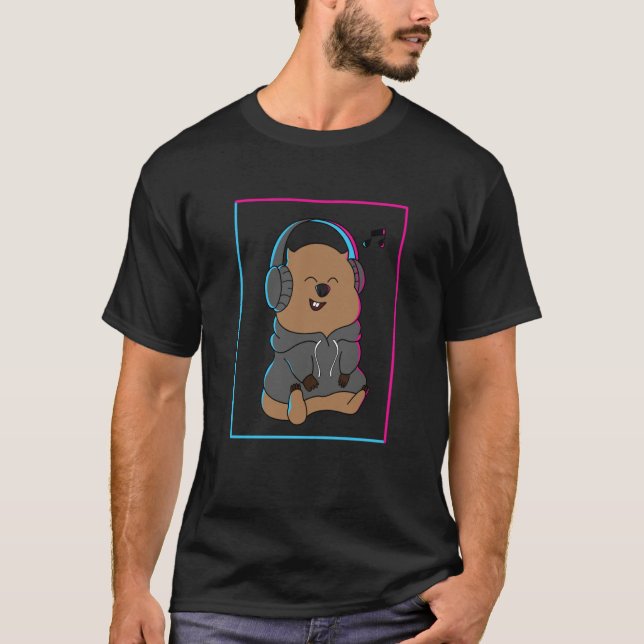 T-shirt Wombat Music Notes Musician Cute Rodent (Devant)