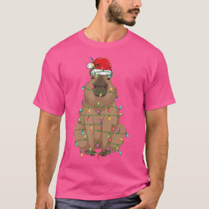 T-shirt Wombat portant le chapeau de Noël Xmas lumière Wom