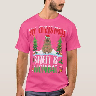 T-shirt Wombat Portant le chapeau Noël Noël Noël Esprit es