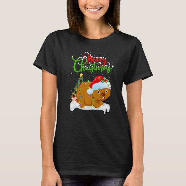 T-shirt Wombat  Xmas Decorations Santa Wombat Christmas (Devant)