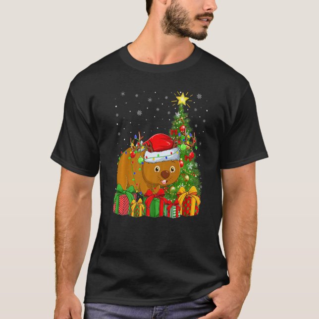 T-shirt Wombat  Xmas Holiday Santa Wombat Christmas Tree (Devant)