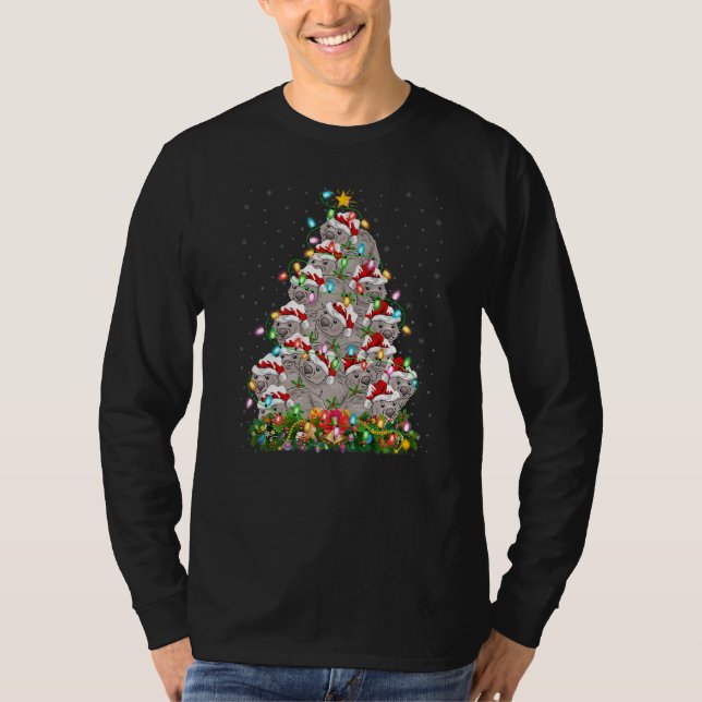 T-shirt Wombat  Xmas Lights Santa Wombat Christmas Tree (Devant)