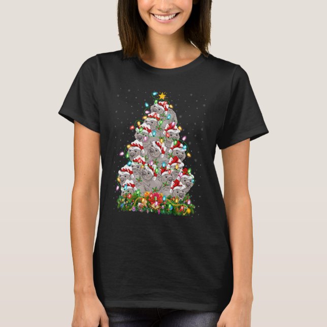 T-shirt Wombat   Xmas Lights Santa Wombat Christmas Tree (Devant)