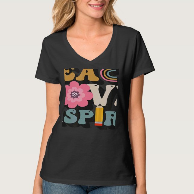 T-shirt Women Back To School Teach Love Inspire female Tea (Devant)