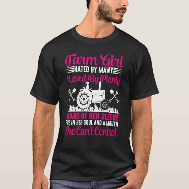 T-shirt Women Farm Life Farmer Girl Retro Tractor Family R (Devant)