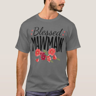 T-shirt Women Flowers Blessed Mawmaw for Grandparents Moth