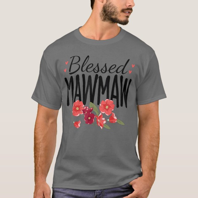 T-shirt Women Flowers Blessed Mawmaw for Grandparents Moth (Devant)