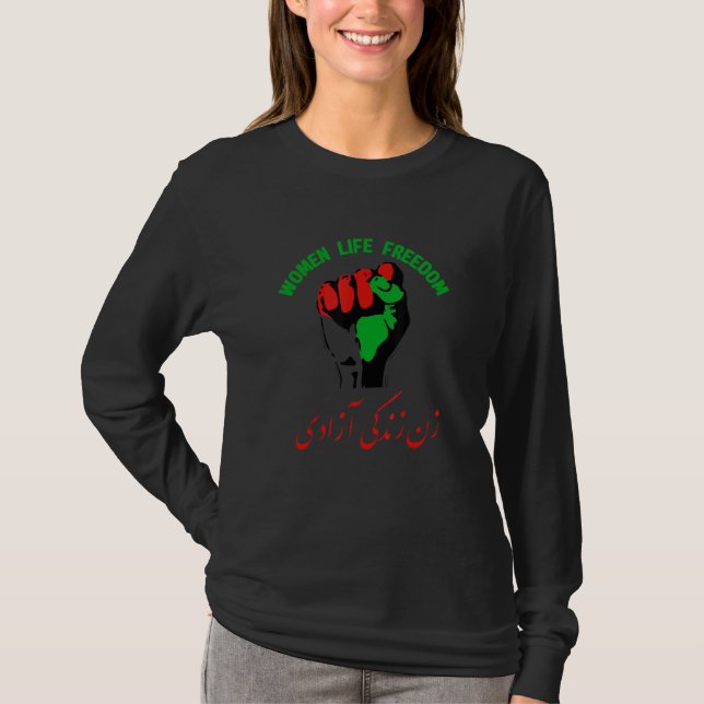 T-shirt Women Life Freedom in Farsi  iran Zan Zendegi Azad (Devant)