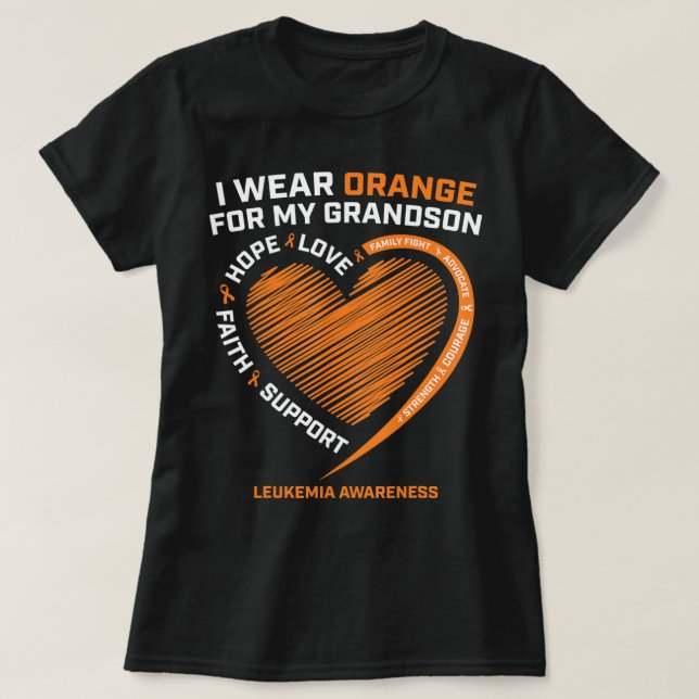 T-shirt Women Men I Wear Orange For My Grandson Leukemia (Design devant)