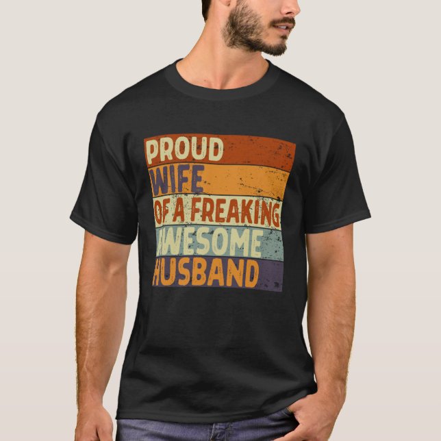 T-shirt Women Proud Wife of A Freaking Awesome Hubby  Marr (Devant)