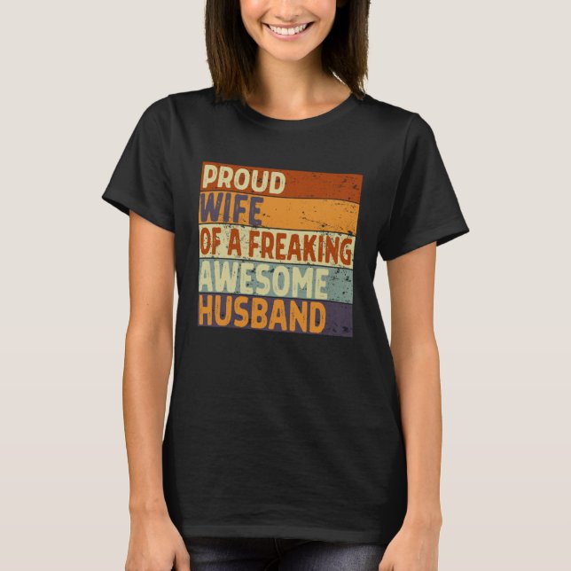 T-shirt Women Proud Wife of A Freaking Awesome Hubby  Marr (Devant)
