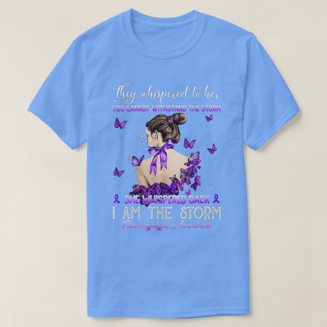 T-shirt Women Purple Ribbon Butterfly Fibromyalgia Awarene (Design devant)
