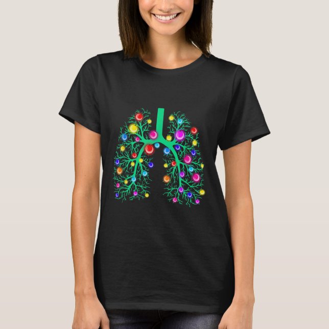 T-shirt Women Resratory Therapy Lung Christmas Lights Lung (Devant)