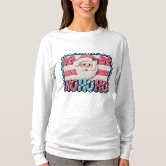 T-shirt Women’s Ho Ho Ho Santa – Faux Embroidery