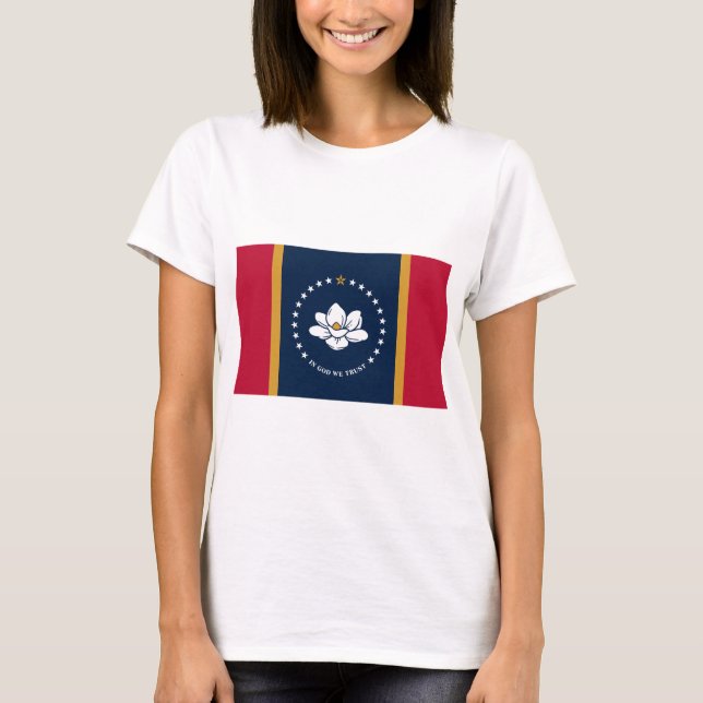T-shirt Women T Shirt with Flag of Mississippi State Flag (Devant)
