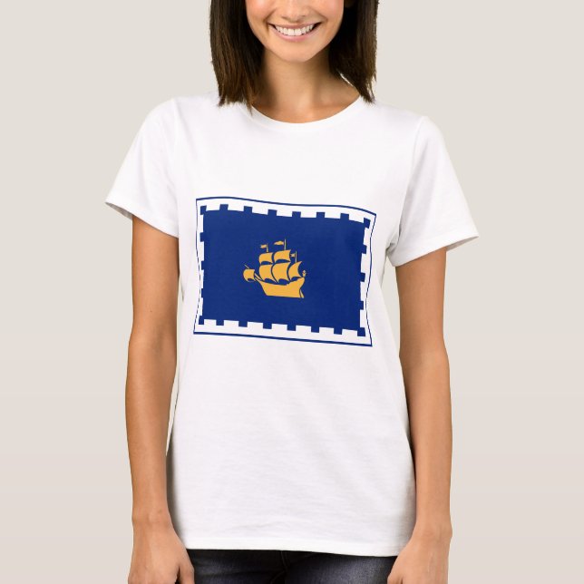 T-shirt Women T Shirt with Flag of Quebec City, Canada (Devant)