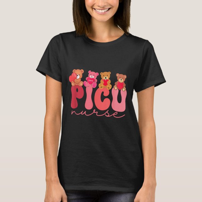 T-shirt Women Valentine Cu Nurse Pediatrics Cute Bears Ped (Devant)