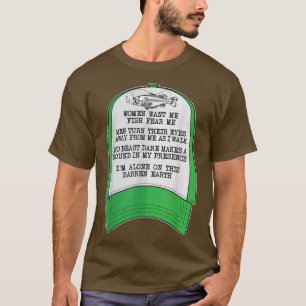 T-shirt Women want me, Fish fear me Green Hat Meme Funny F