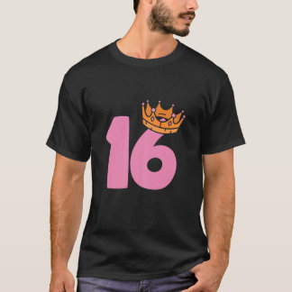T-shirt Womens 16e Birthday Queen Girls Joyeux Birthday Pa