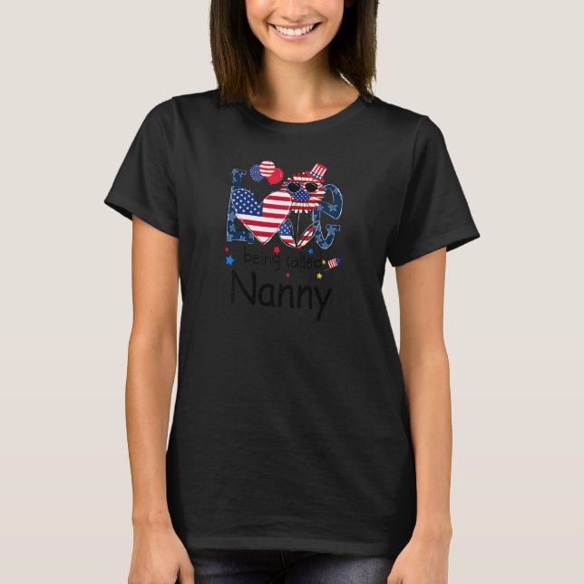 T-shirt Womens 4th Of July Love Being Called Nanny Sunflow (Devant)