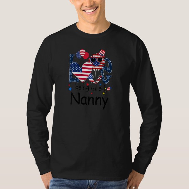 T-shirt Womens 4th Of July Love Being Called Nanny Sunflow (Devant)