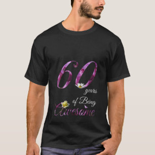 T-shirt Womens 60 Year Old Awesome Floral 1962 60th Birthd