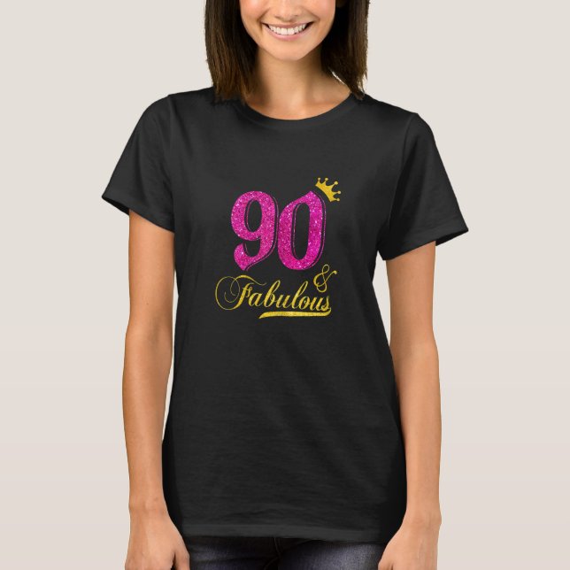 T-shirt Womens 90 Et Fabulous Diamond Crown Happy 90th Bi (Devant)