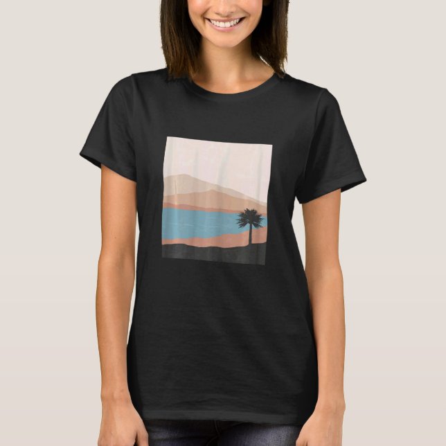 T-shirt Womens Abstract mid century modern landscape boho  (Devant)