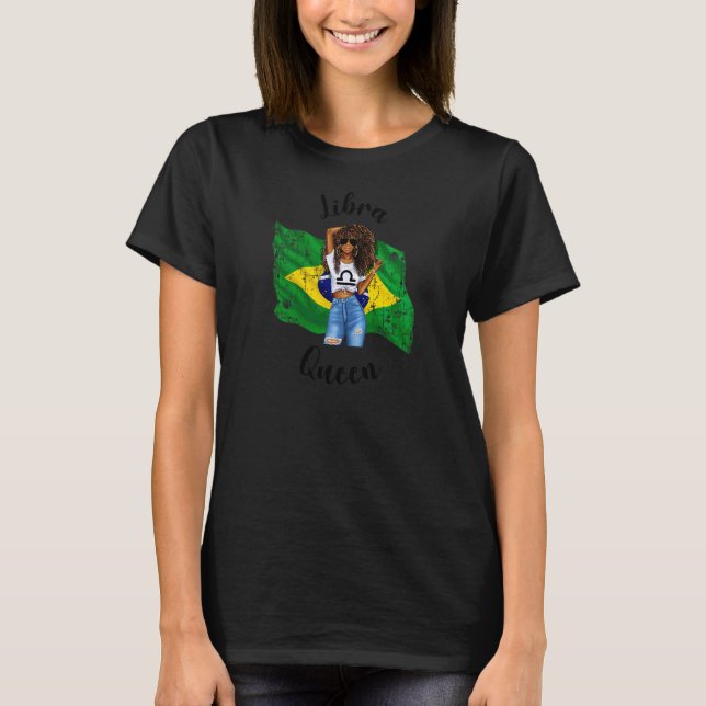 T-shirt Womens Afro Brazilian Libra Queen African Zodiac B (Devant)