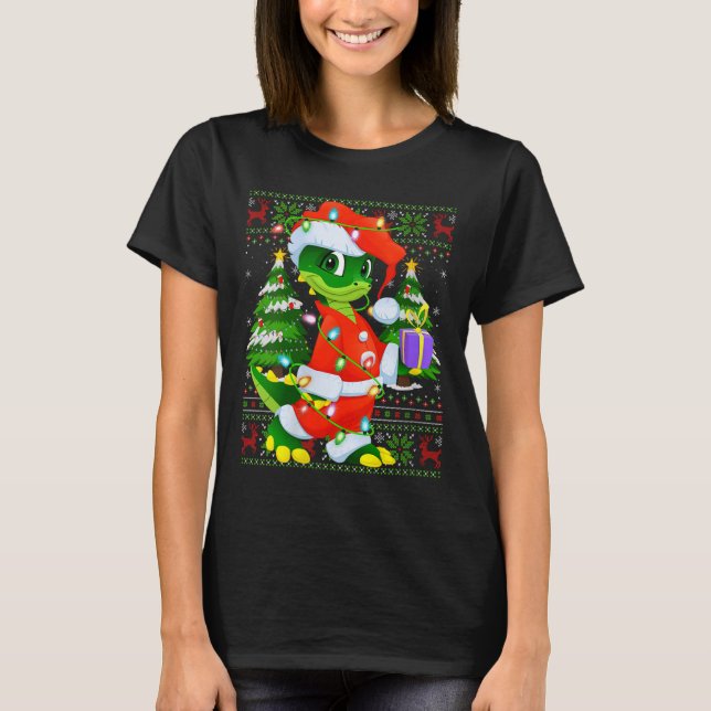T-shirt Womens Alligator Christmas Lights Santa Costume Ug (Devant)