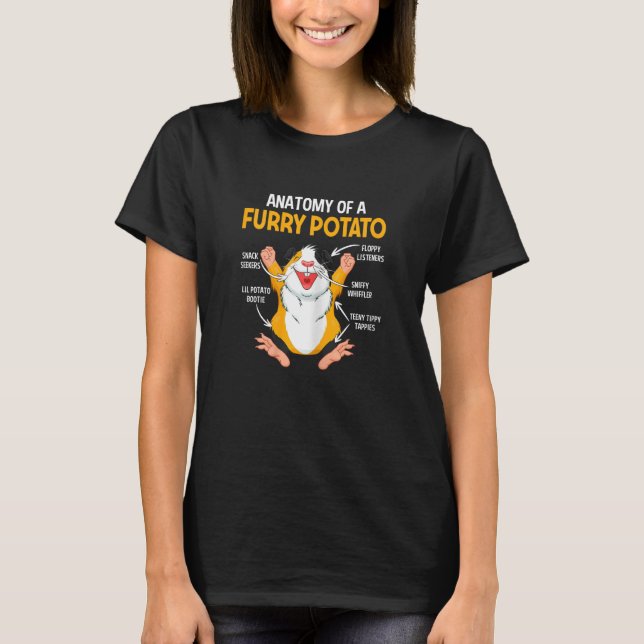 T-shirt Womens  Anatomy Of A Furry Potato Guinea Pig  Pet  (Devant)