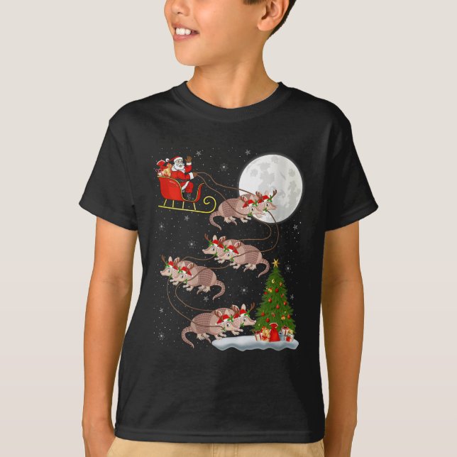 T-shirt Womens Armadillo Santa Sleigh Flying Funny Magical (Devant)