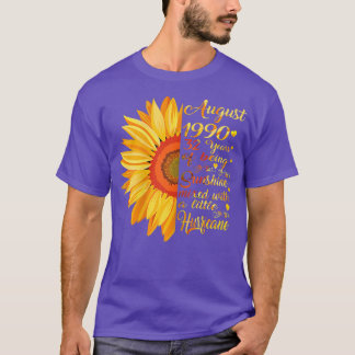 T-shirt Womens August Girls 1990 Birthday Gift 32 Years Ol