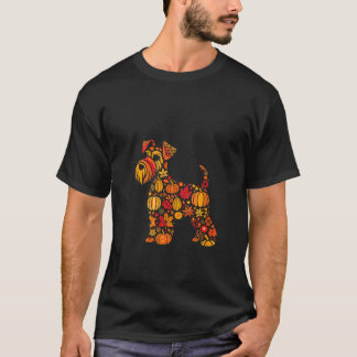 T-shirt Womens Autumn Pumpkin Fall Miniature Schnauzer Tha