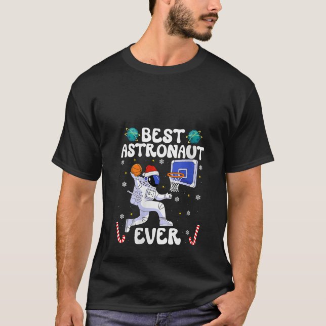 T-shirt Womens Best Astronaut Ever Christmas Basketball Ho (Devant)