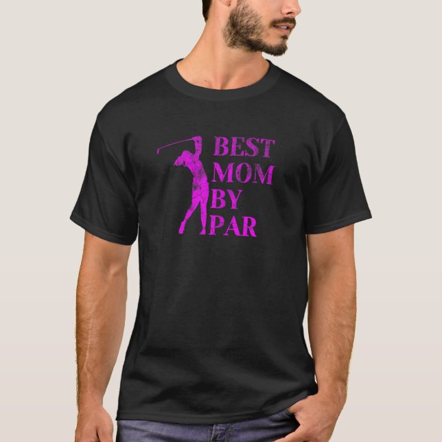 T-shirt Womens Best Mom By Par Golf   Pink Magenta Distres (Devant)