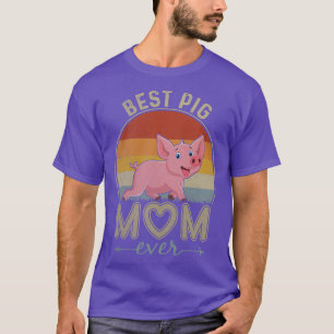 T-shirt Womens Best Pig Mom Ever Retro Design Cute Mom Mot