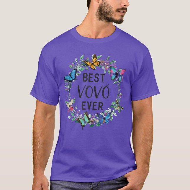 T-shirt Womens Best VoVo Ever Butterfly Floral Personalize (Devant)