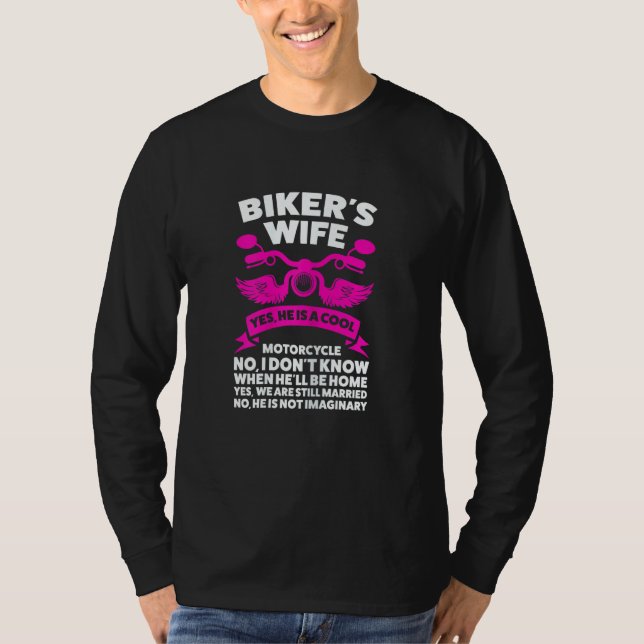 T-shirt Womens Biker's Wife Yes  He Is A Cool Motorcycle M (Devant)