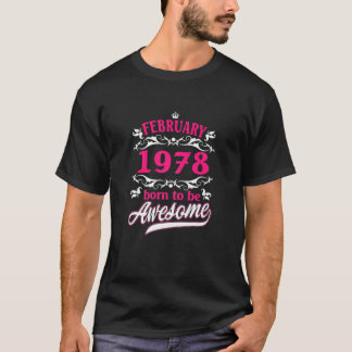 T-shirt Womens Birthday Vintage Apparel Février 1978 Born