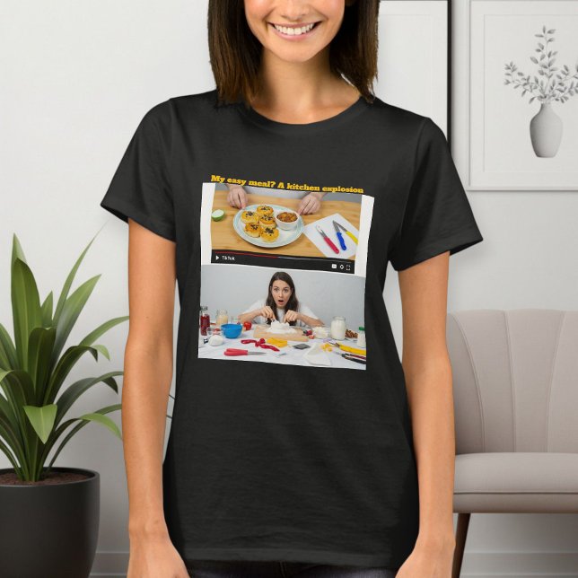 T-shirt Women's Black Cooking: Reality vs. Expectation  (Créateur téléchargé)