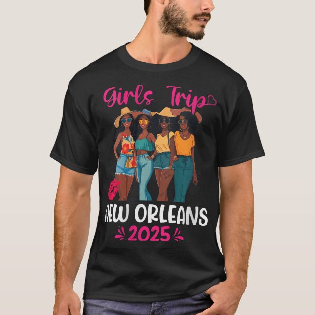 T-shirt Womens Black Girls Trip New Orleans 2025 Vacation  (Devant)