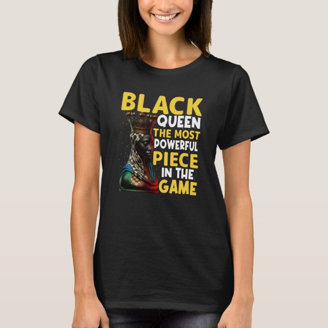 T-shirt Womens Black Queen Most Powerful Chess African Ame (Devant)