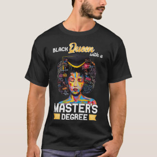 T-shirt Womens Black Queen With Masters Degree Black Women