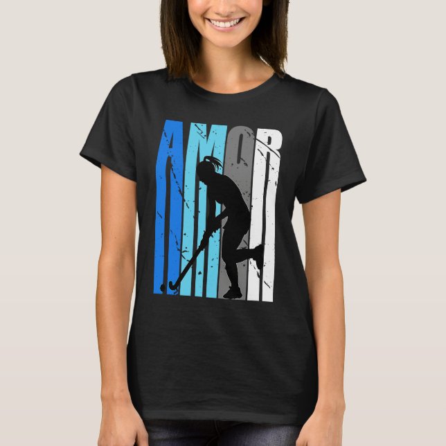 T-shirt Womens Blue Amor Hockey Season Fan Girl College St (Devant)