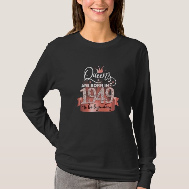 T-shirt Womens Born In 1949 I Elegant Black Rose Party Out (Devant)