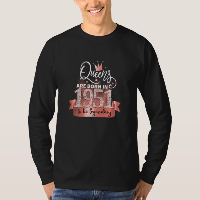 T-shirt Womens Born In 1951 I Elegant Black Rose Party Out (Devant)
