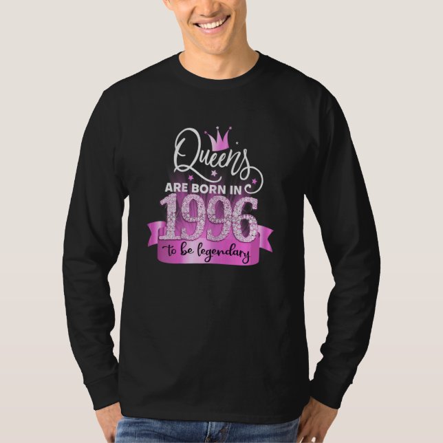 T-shirt Womens Born In 1996 I Elegant Pink Black Party Out (Devant)